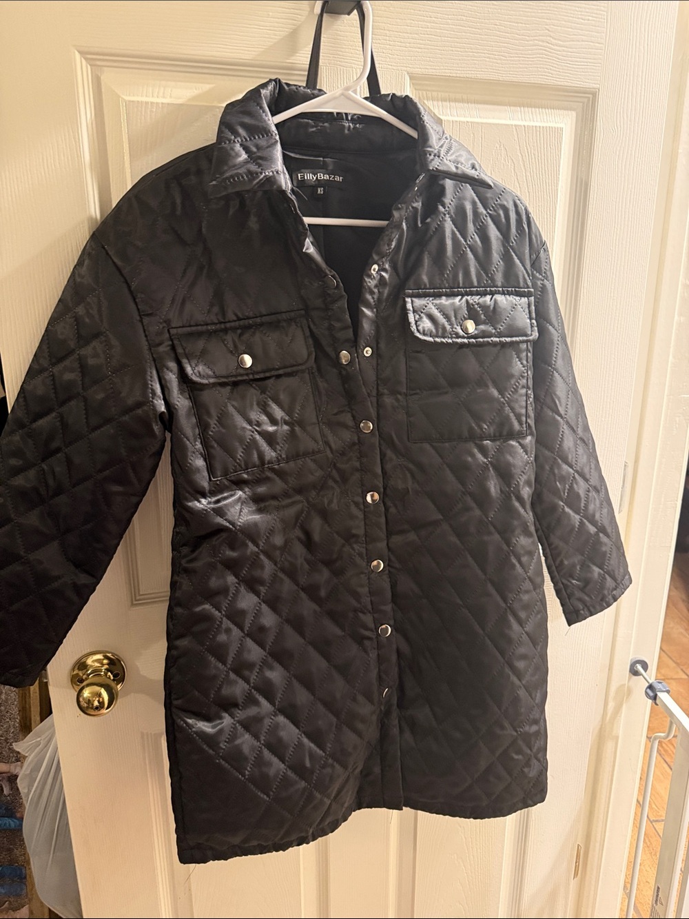 PuffyBazar Quilted Black Women's Long Jacket